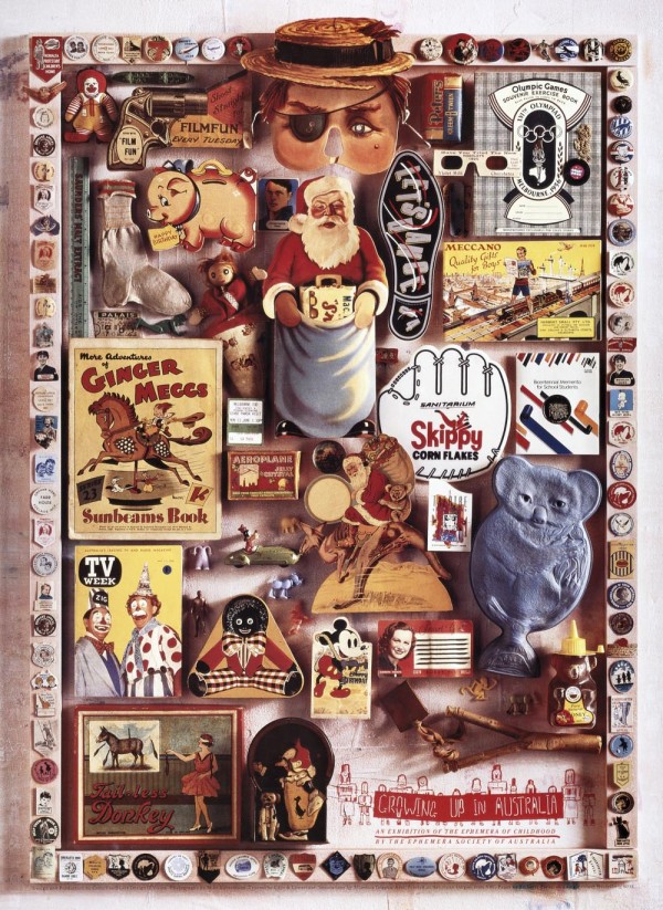 Poster for the second ESA exhibition , Growing up in Australia– the ephemera of childhood at the State Library of Victoria, September/October 1988. Size: 464 x 635 mm.