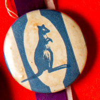 North Melbourne footy badge, circa 1960s. Collection of Mandy B.