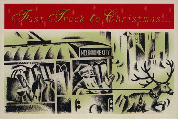 Christmas travel information, Avant card, c2000-2005. Collection of Mandy B.