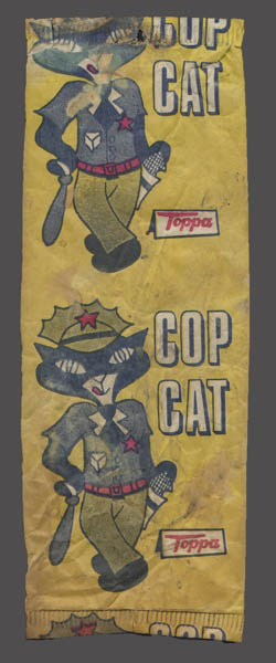 Cartoon cat featuring on ice cream wrapper. Collection of Terry AG.