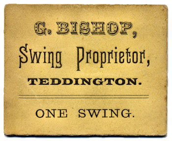 card: G. Bishop Swing Proprietor, Toddington, one swing