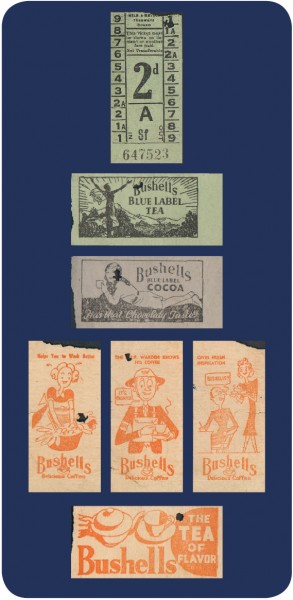 Tram tickets with advertising for tea on the verso. Collection of Brian W.