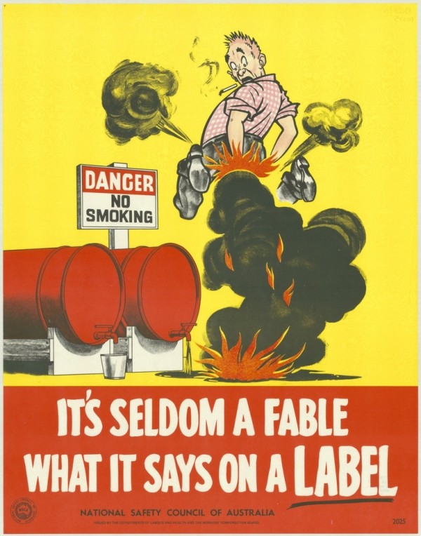 It's Seldom a fable what it says on a label. Poster, c1970-1980. Collection: State Library Of Victoria.