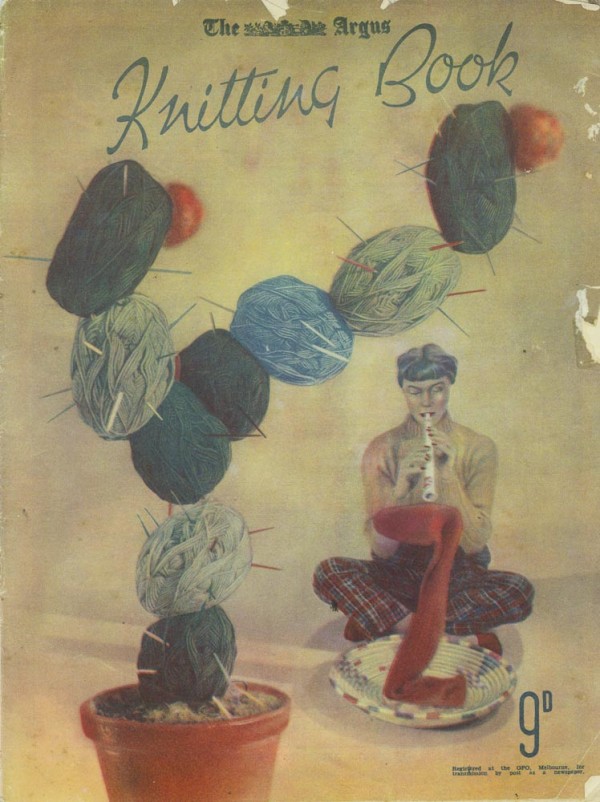 The Argus knitting book. Circa 1940. 29.5 x 22.5 cm. Full cover colour and advertising insert. Collection of Andrew H.