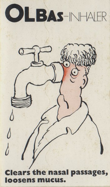 Advertisement for a modern inhaler. Sticker, 10.5 x 6 cm. Collection of Andrew H.
