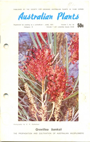 From June 1974, 'Australian Plants', magazine, vol. 7, no. 59. Collection of Mandy B.
