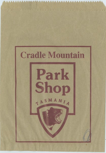 National Parks' tourist shop bag featuring the local animal emblem. 24.5 x 17.5 cm. Collection of Mandy B.