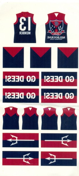 Sheet of transfer from the Melbourne Football Club, 2013. 21 x 10 cm. Part of the Yong Demons' bag contents.