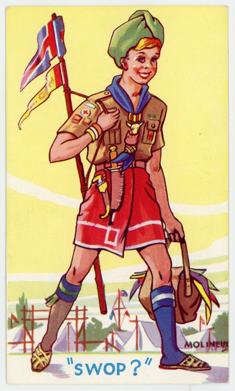 Colour postcard promoting scouting