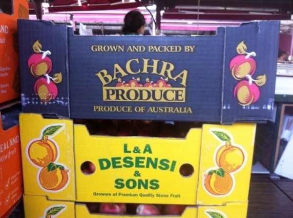 Boxes labelled 'Stone fruits' no doubt to allow for their use for peaches, nectarines and apricots.