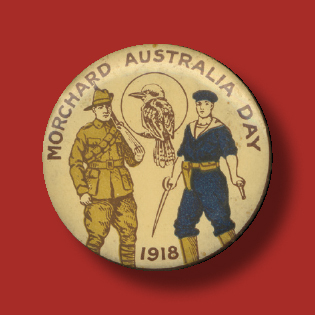 Australia Day badge 1918. Collection of Edwin Jewell. 