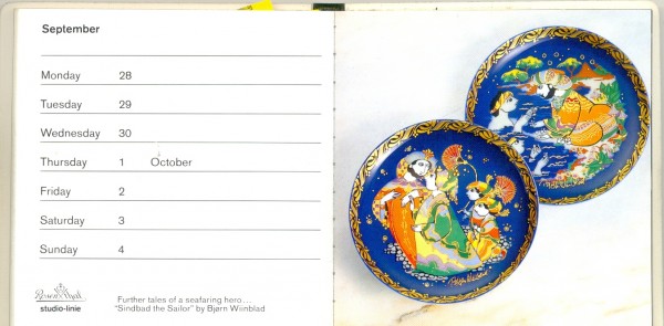 Date page and photograph in 'A dialogue of form and colour 1987',  published by Rosenthal.  Collection of Richard Felix.
