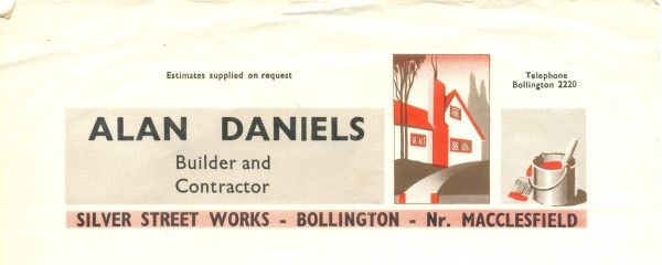 Alan Daniels, builder and contractor, letterhead, depth 8 cm, circa 1930s-1940s. Collection of Ajay.