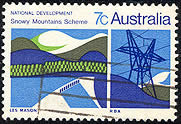 [Snowy Mountains Scheme] designed by Les Mason for Australia Post 1970.