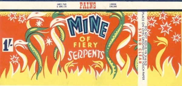 Label for Pains' Mine of Fiery Serpents. 