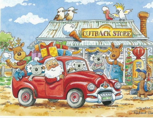 [Outback store with Father Christmas visiting], Australia, contemporary.