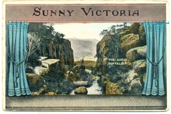 Sunny Victoria, The Gorge, Buffalo Mtns, postcard, c1905-1914. Collection of EP.